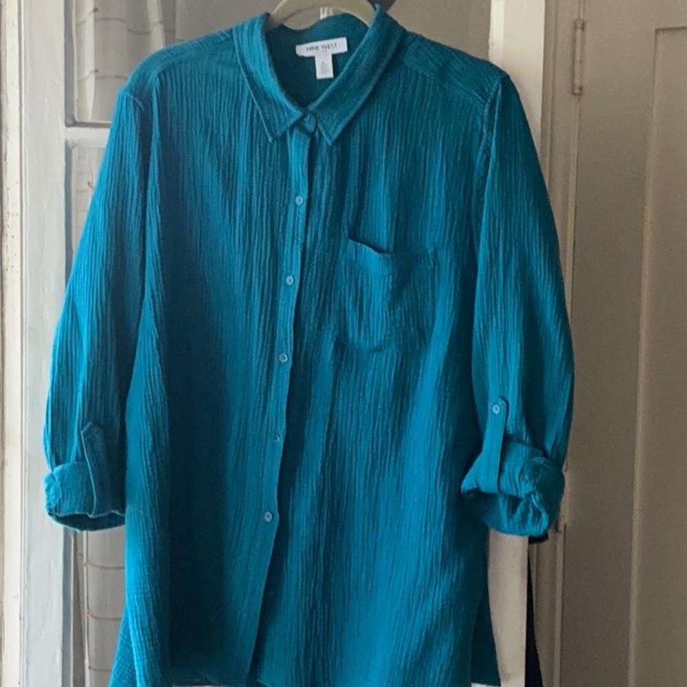 Nine West Teal Blouse